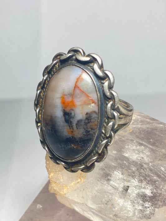 Agate ring chain sterling silver southwest women men
