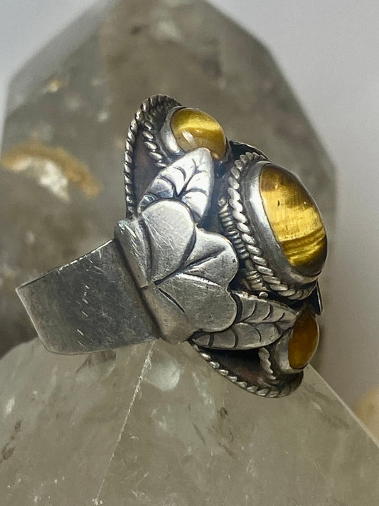 Tiger Eye ring size 6 adj poison Mexican sterling silver women
