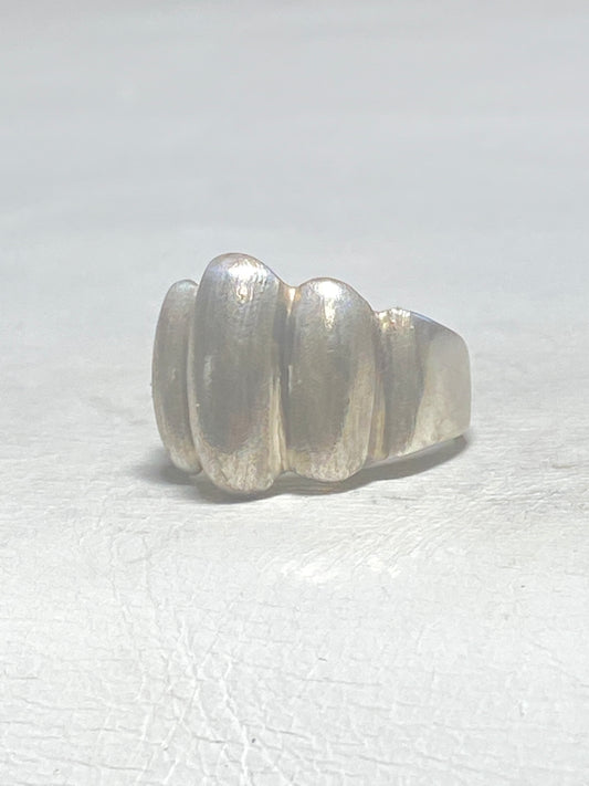 Fluted ring sterling silver chunky band women
