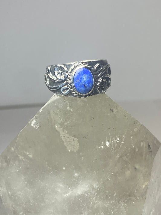 Blue Lapis ring size 7.75 southwest band sterling silver women girls