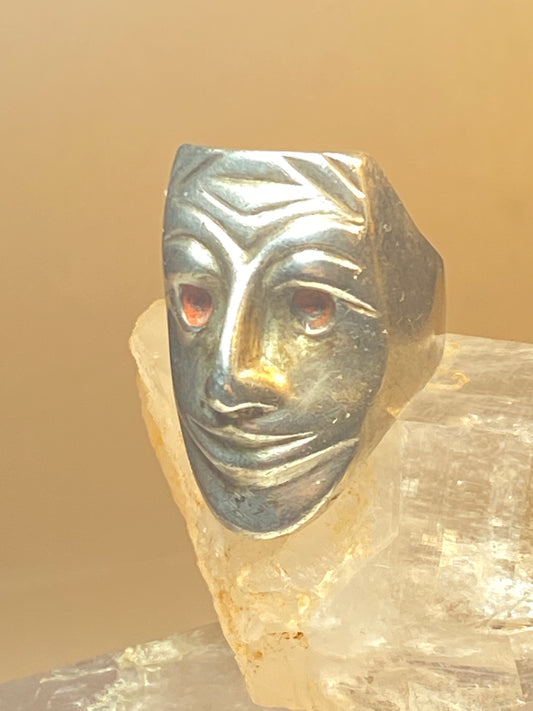 Face ring figurative sterling silver ring women men
