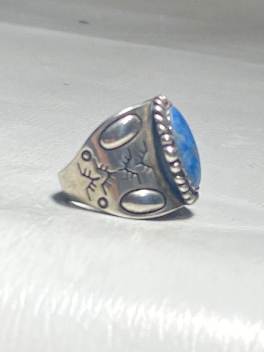 Pollack ring blue stone cigar band sterling silver women