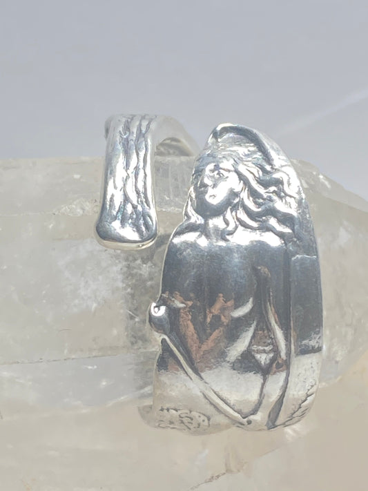 Nude lady spoon ring canoe band sterling silver women