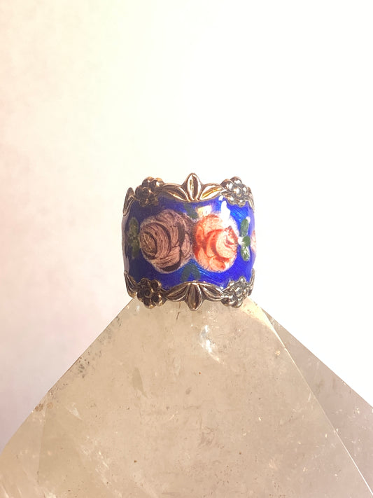 Guilloche ring size 4.75 floral flowers pinky band sterling silver women girl