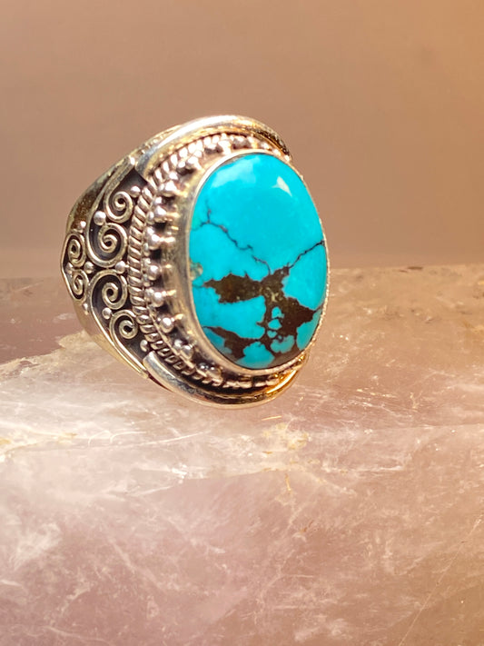 Turquoise ring sterling silver women men