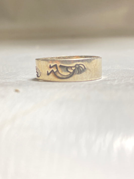 Kokopelli ring fertility band flute player southwest sterling silver women girls