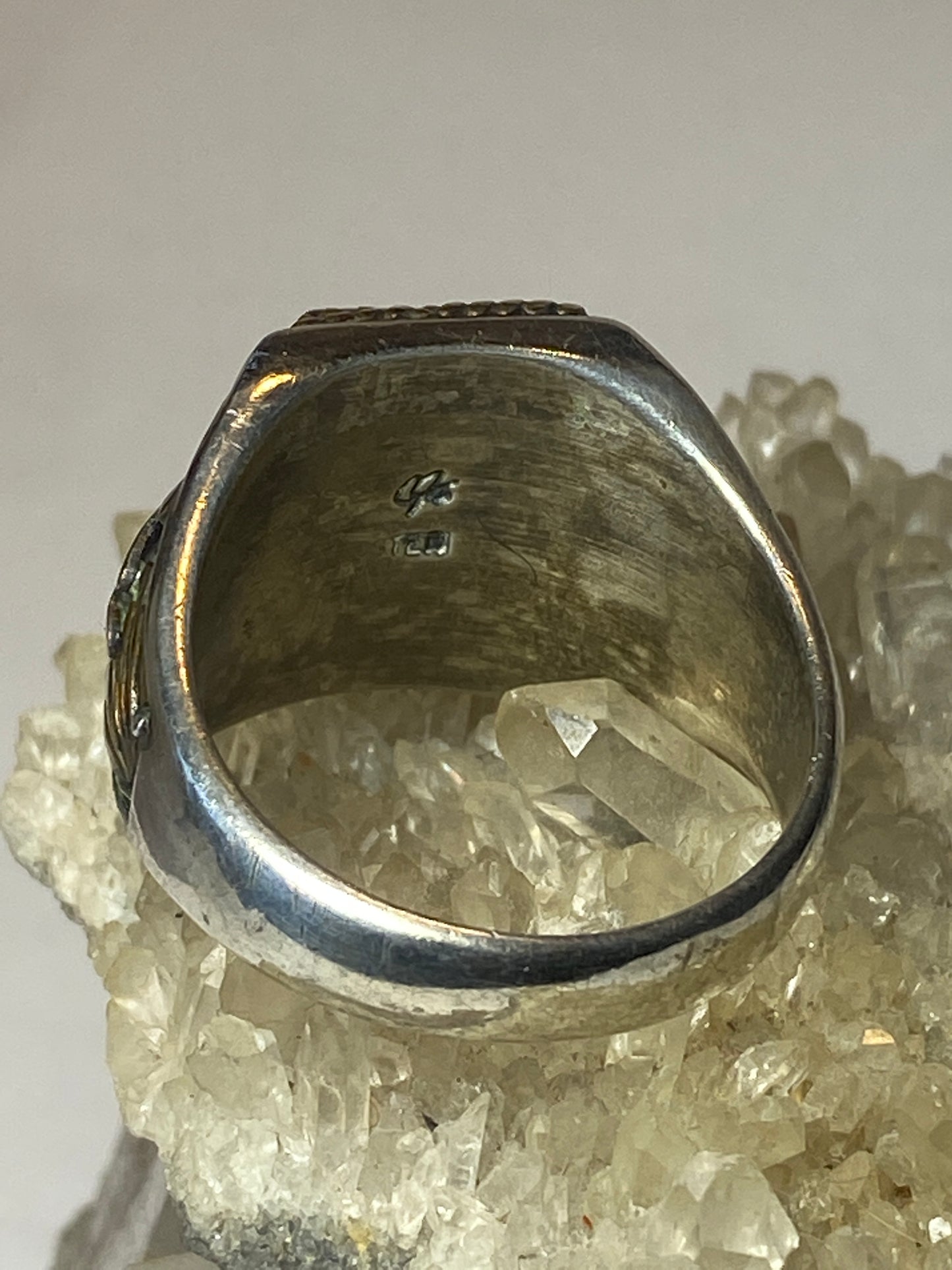 Onyx ring southwest sterling silver leaves Pollack women men