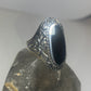 Long onyx ring size 6.75 floral sterling silver women