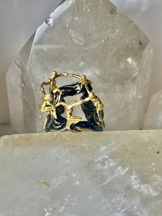 Dancers ring size 8.75 circle of friends nude naked ring figurative sterling silver women