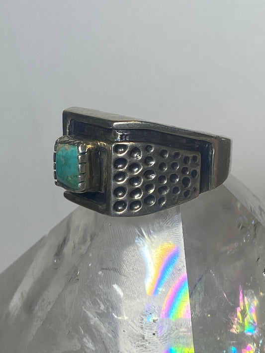Turquoise ring southwestern band sterling silver women men