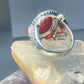 Red stone ring size 8.25 Art Deco  marcasites cocktail sterling silver