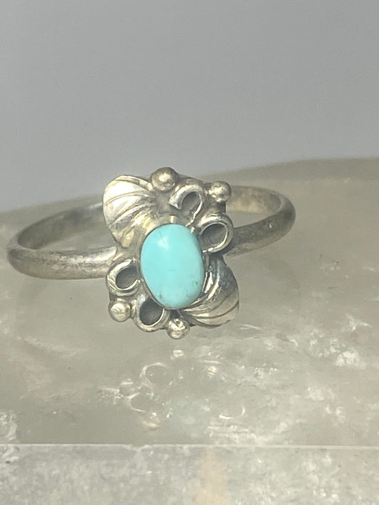 Turquoise ring leaves band southwest sterling silver women girls o
