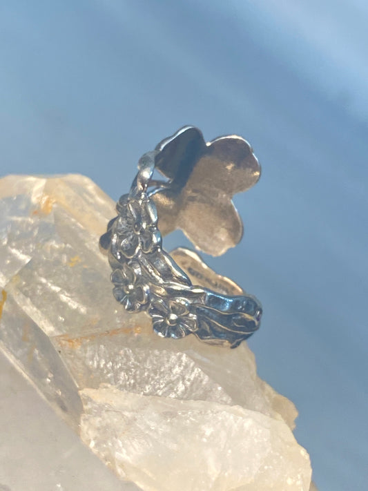 Four leaf clover spoon ring size 7.25 good luck band sterling silver women girls adj
