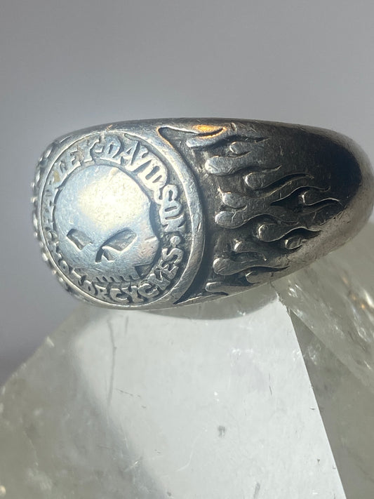 Harley Davidson ring biker band flames sterling silver women men