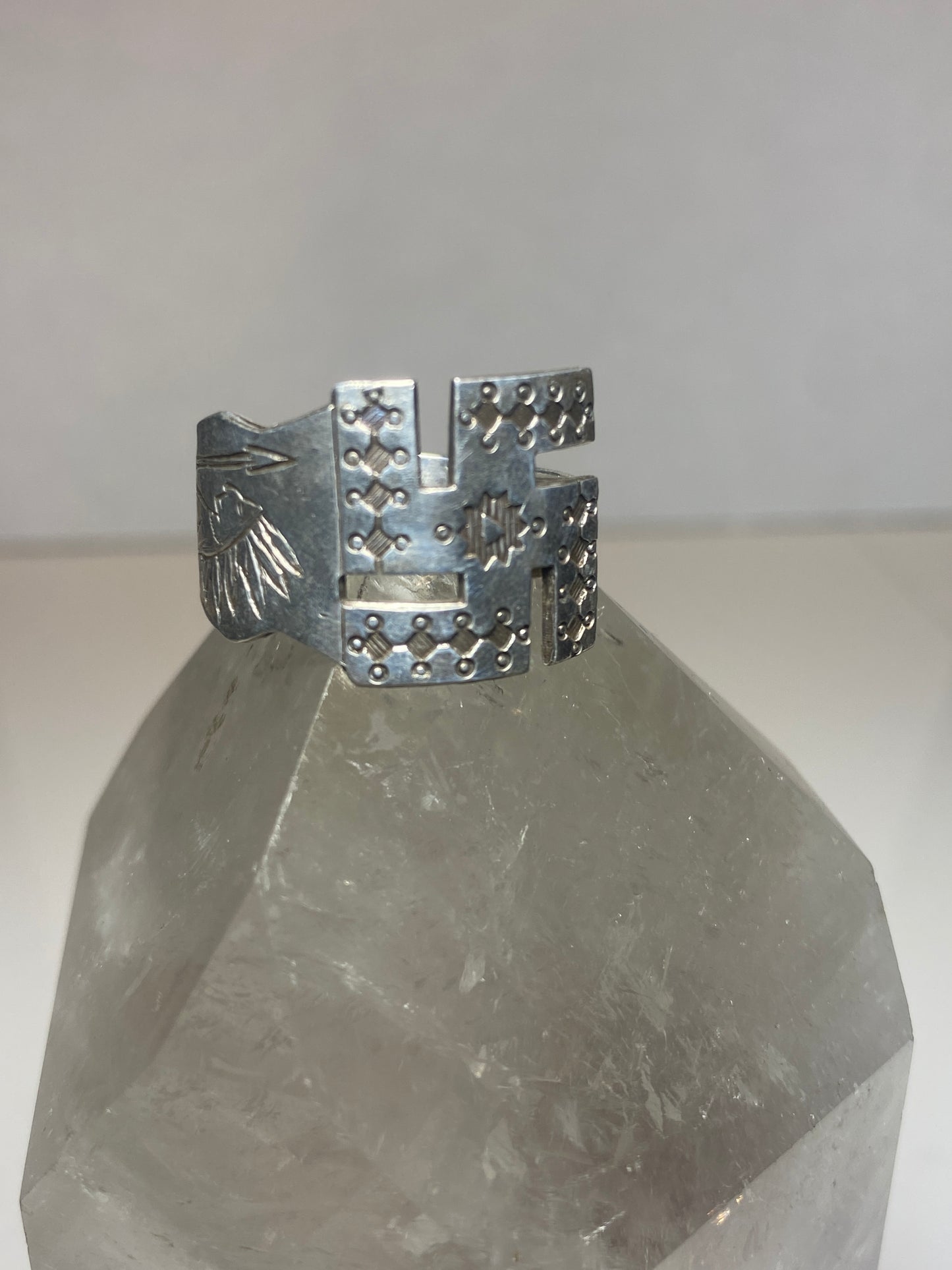 Whirling Logs ring spoon tribal spoon band sterling silver men