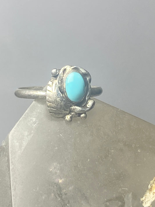 Turquoise ring leaves band southwest sterling silver women girls c