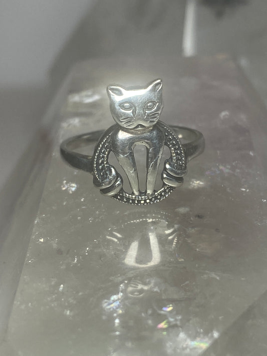 Cat ring size 8.50 kitten band sterling silver women girls