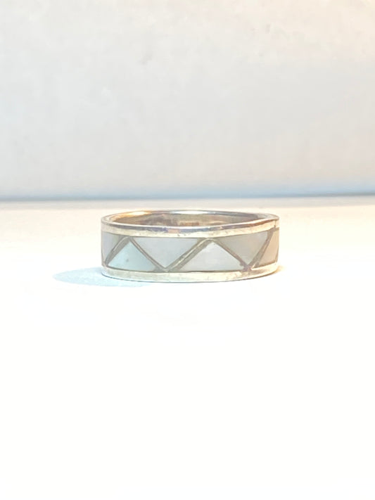 Mother of Pearl ring Zuni MOP wedding band sterling silver women men