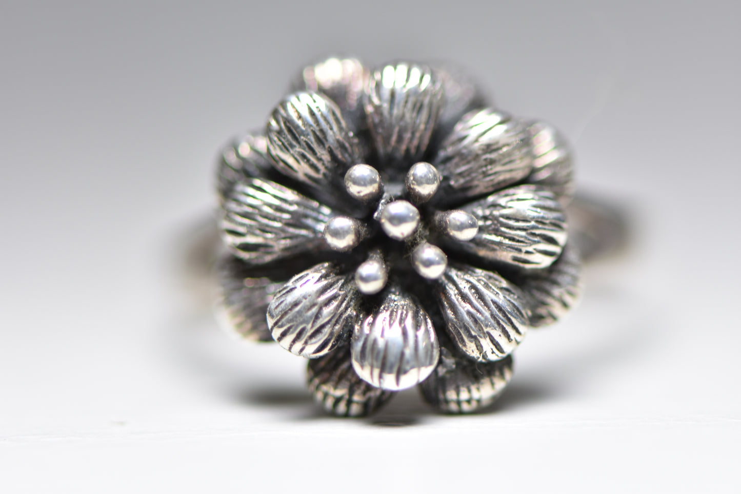 Rose ring flower love band sterling silver women girls Size 6.25