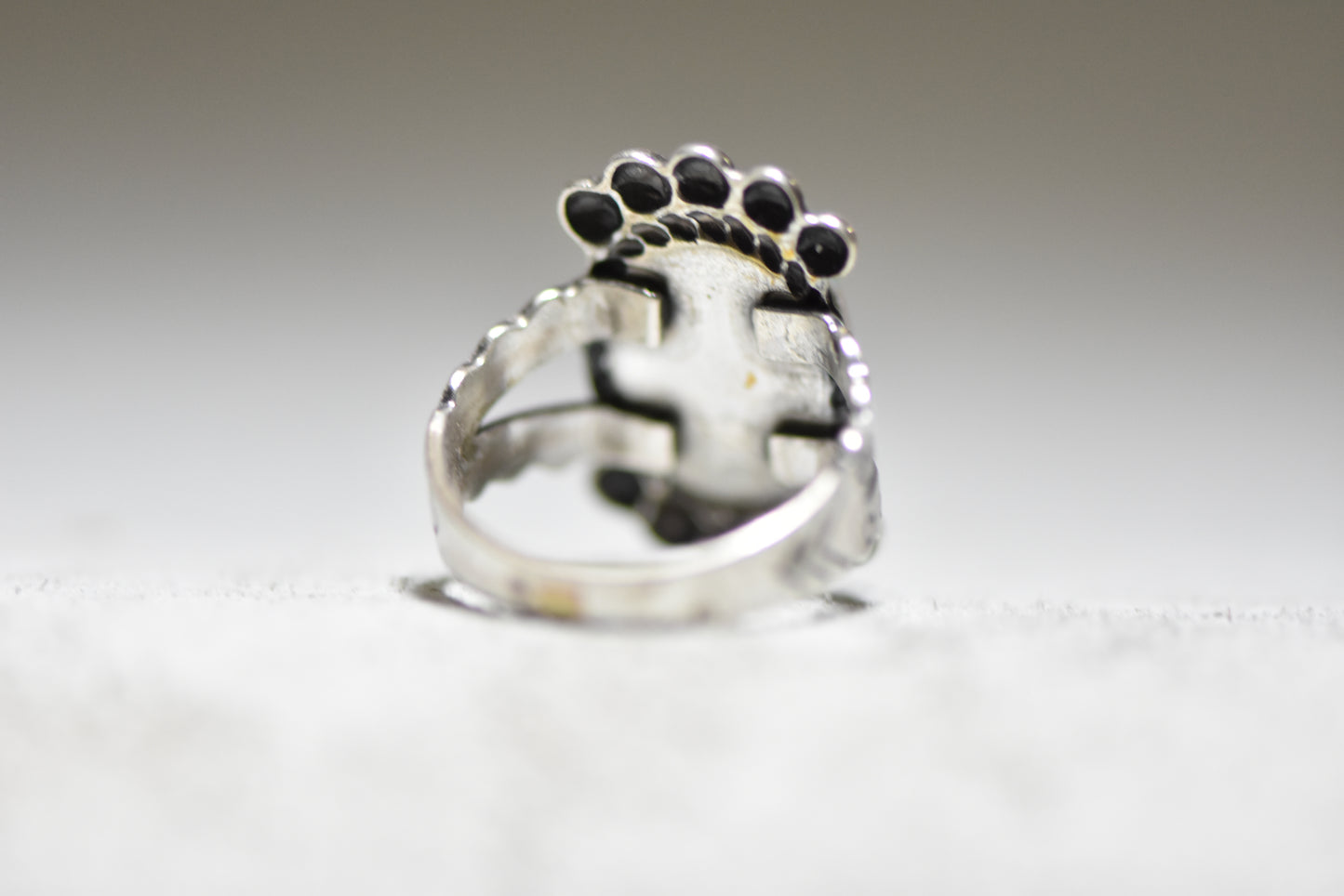 Turquoise ring Navajo women girls stamped band sterling silver