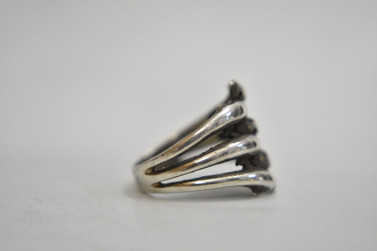 Dolphin ring six dolphins ocean seas pinky band sterling silver women Size 5.75