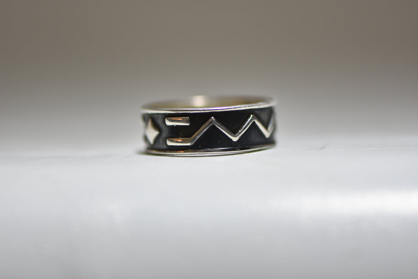 Mountains Ring Sun thumb Band sterling silver men women Size 9.50