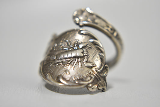 Scorpio Spoon Ring Sterling Silver October Birthday Size 7.50