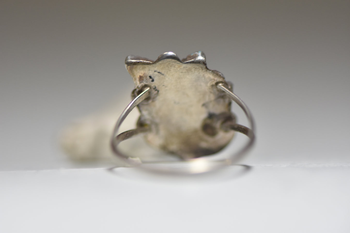 Zuni ring turquoise feather leaf petite point sterling silver women