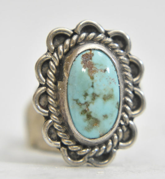 Turquoise ring Navajo southwestern Sterling Silver size 2.50