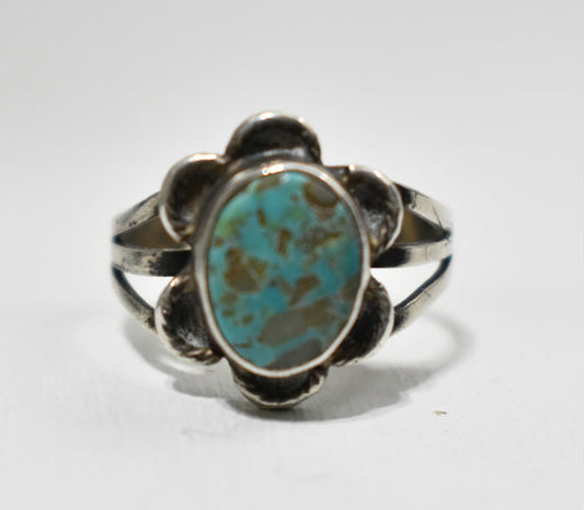 Navajo Ring Turquoise Sterling Silver Girls Size 7.25