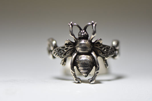 Bee ring yellow jacket bug band sterling silver women girls