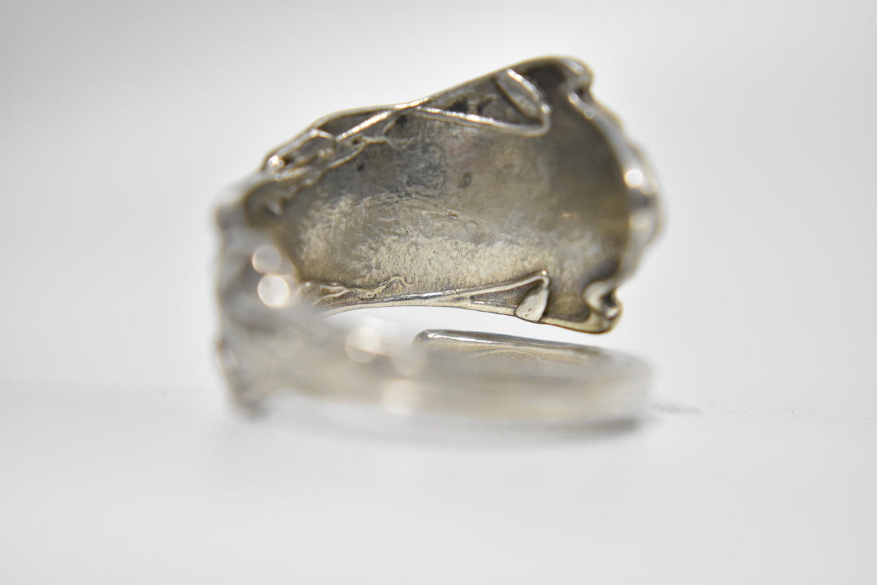 Spoon Ring Stork Baby Shower Vintage Sterling Silver for Size 8.2