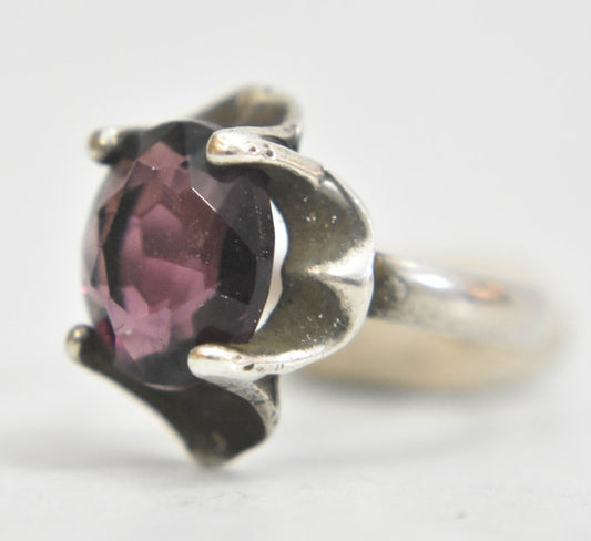 Purple ring vintage cocktail girls women sterling silver Size 7.25