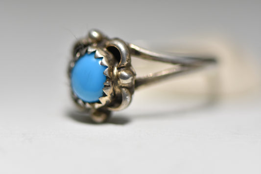 Turquoise ring Navajo pinky sterling silver children women girls baby f