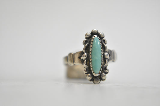 Turquoise ring Navajo girls pinky sterling silver women Size 4