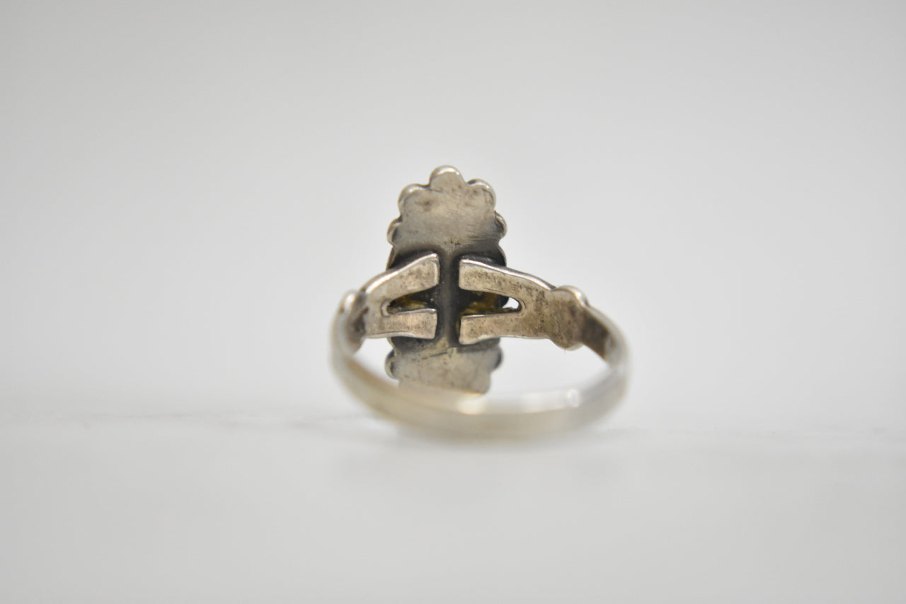 Turquoise ring Navajo girls pinky sterling silver women Size 4