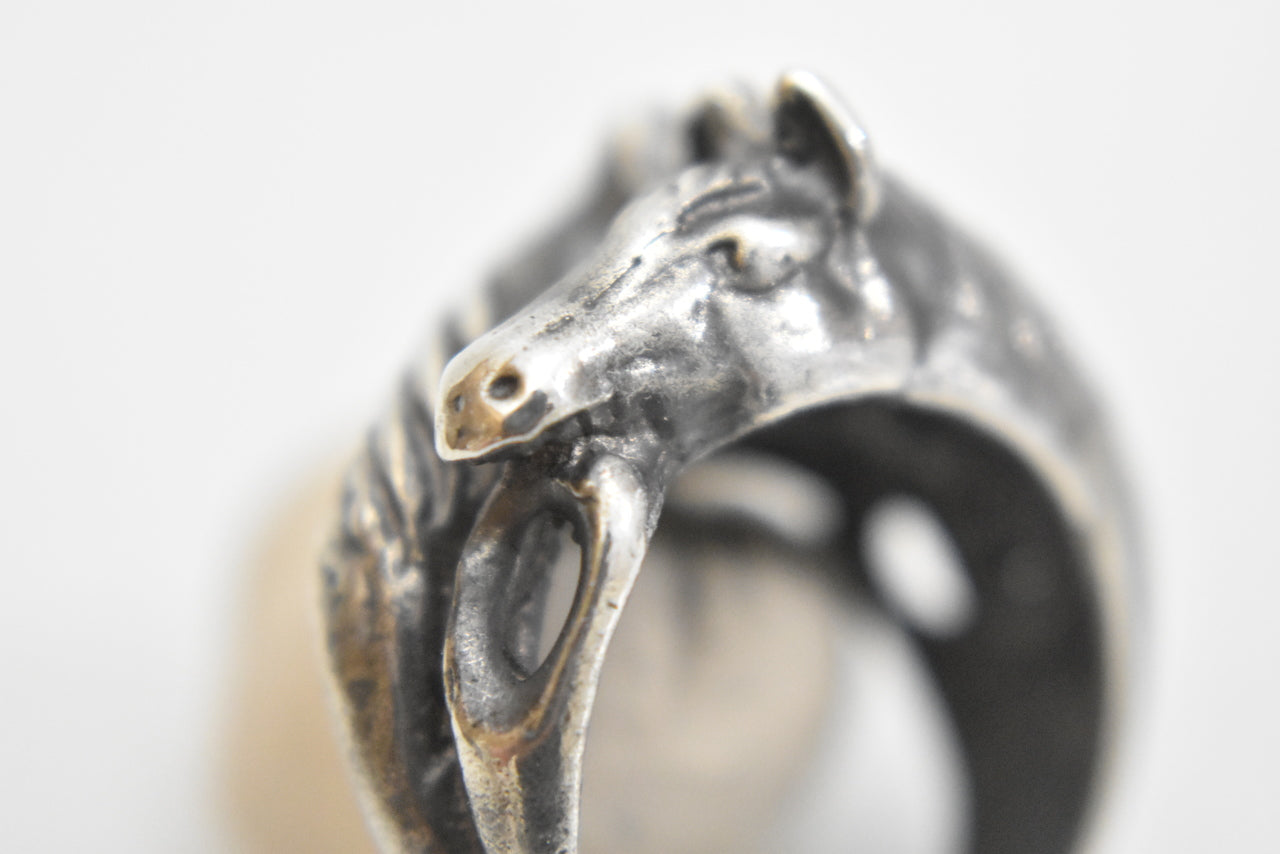 Horse ring 2 Horses Sterling Silver  southwest cowgirl Size  6.25