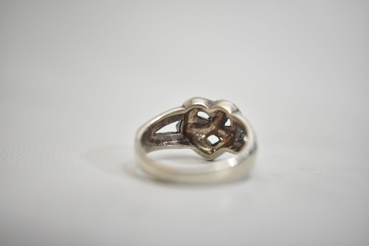 Heart ring marcasites band sterling silver love Size 6.50