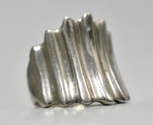 Chunky Ring size 7 Fluted Cigar Band Sterling Silver Women