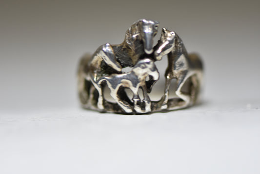 Horses Ring horse family band sterling silver women