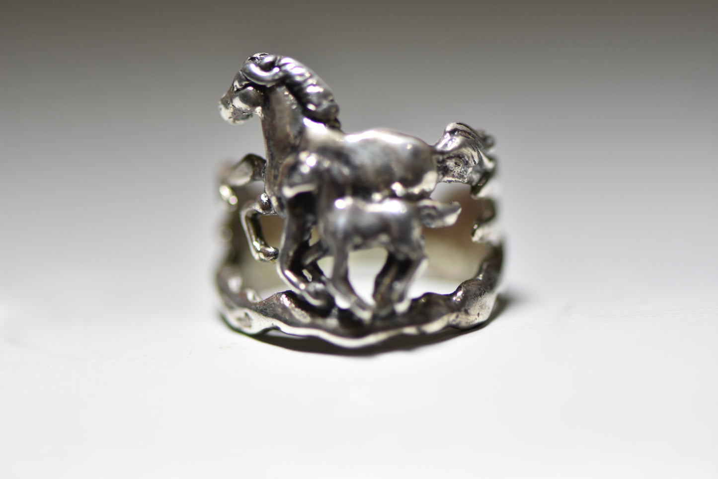 Horses ring pinky band cowgirl sterling silver women girls