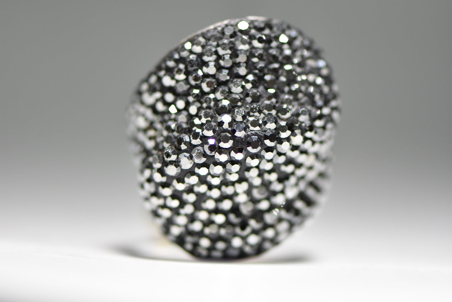 Black crystal ring cocktail bubble dome ring women Size 7.25
