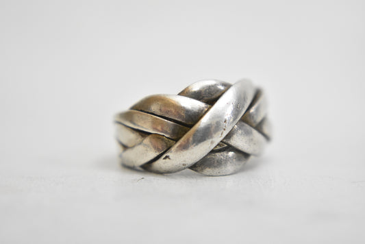 puzzle ring wedding band pinky sterling silver Size 3.5