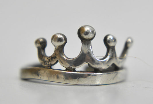 crown toe ring pinky band sterling silver Size  2.5