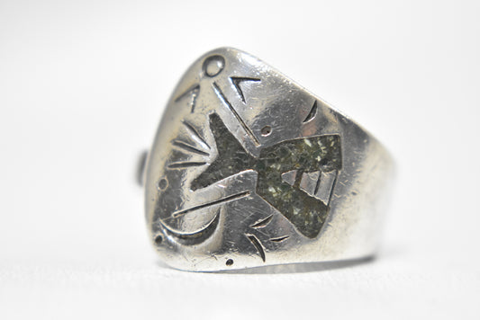 Southwest Spoon Ring Sterling Silver Tent Moon Whale Tail Size 9