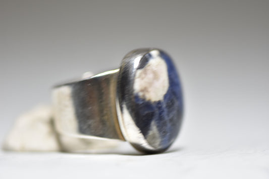 Sodalite ring southwest Mexico pinky band tribal sterling silver women girls