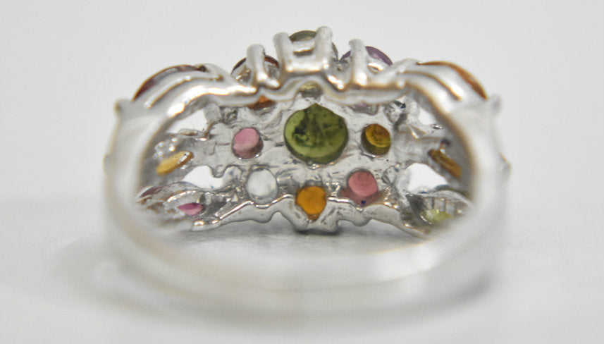 Flower vintage cocktail boho women sterling silver Size 5.50