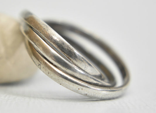 rolling ring three band sterling silver women Size 5.75