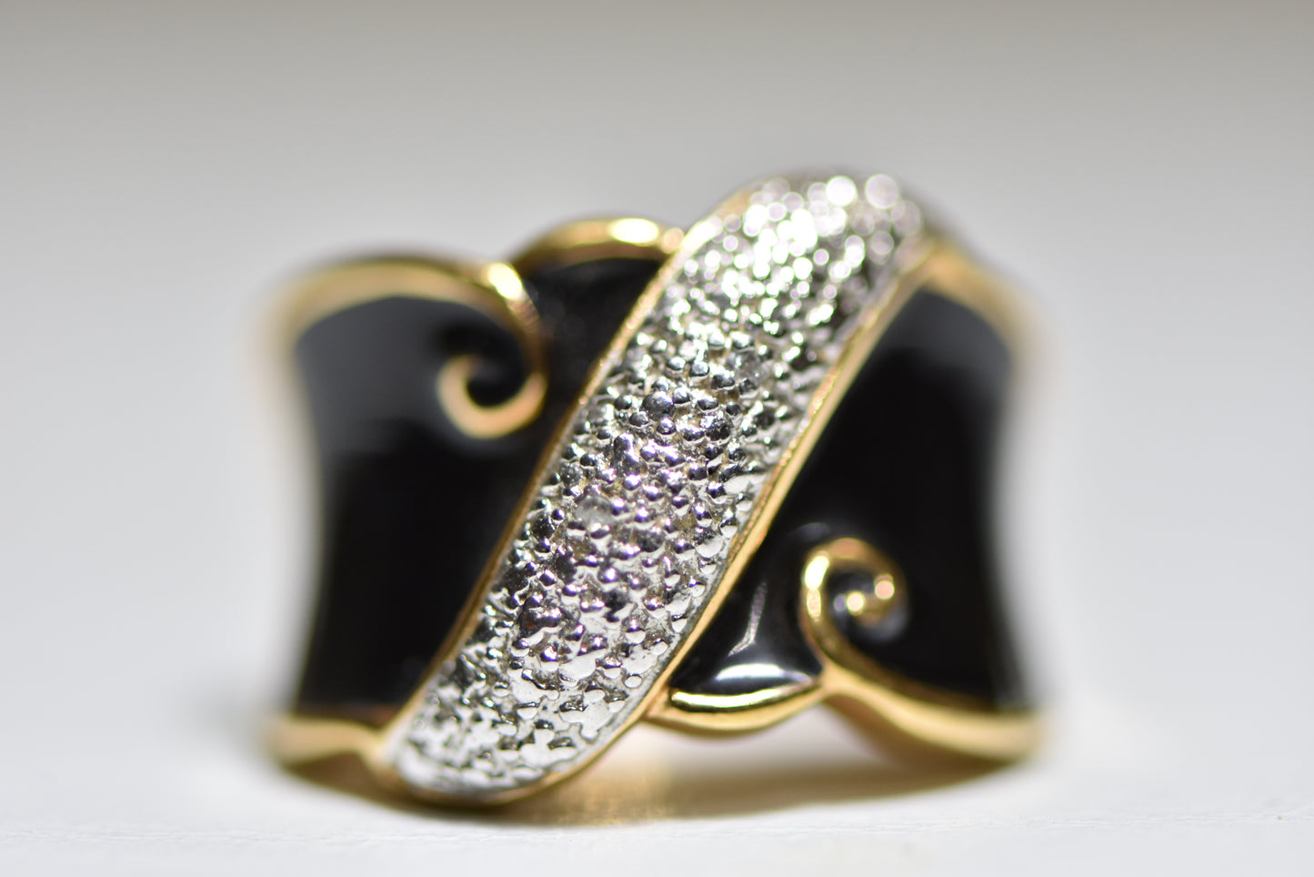 Cocktail ring Size 8.75 long sterling silver with some of gold over sterling silver women girls