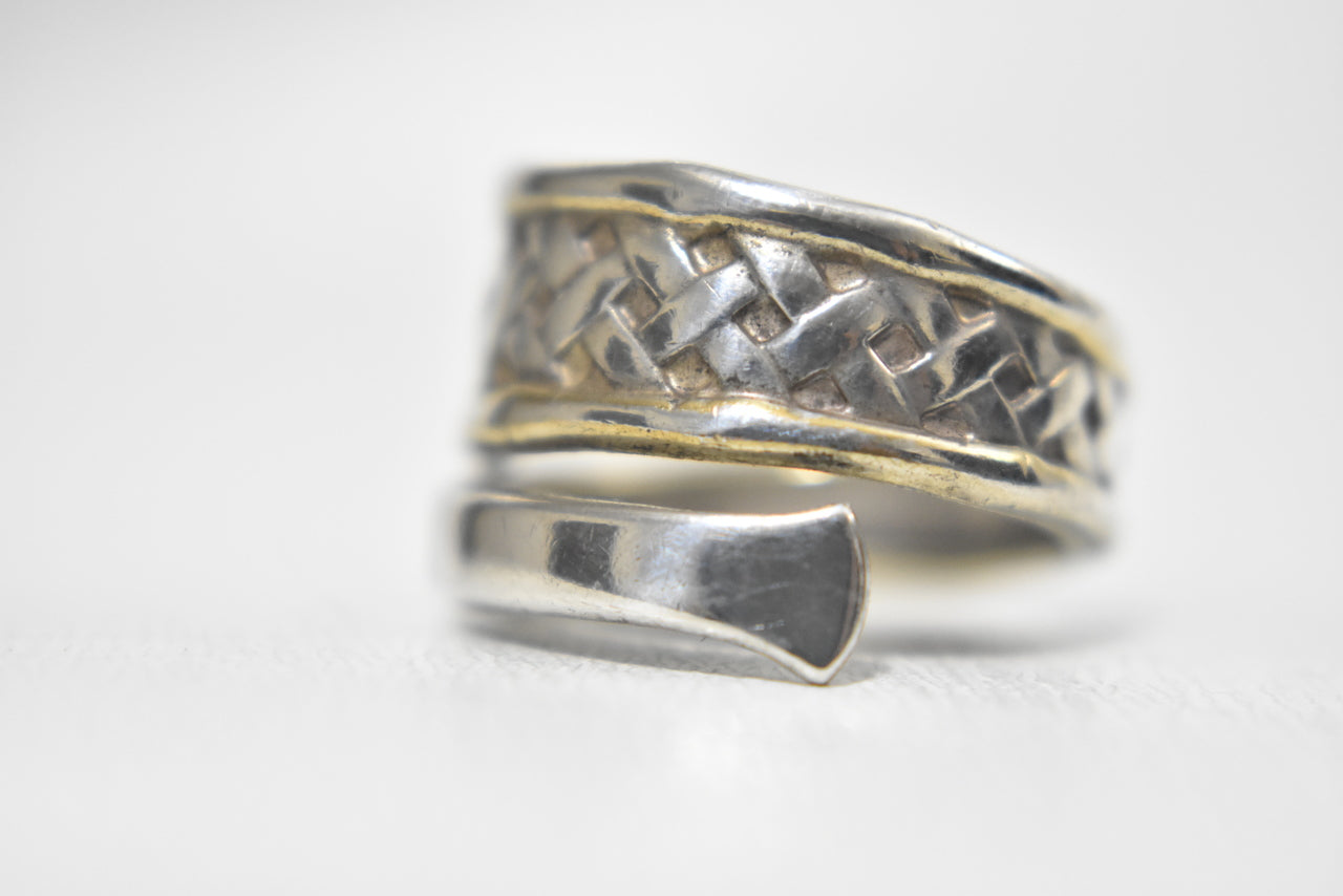 Spoon Ring Vintage Sterling Silver Woven Pinky Band Size 5.50